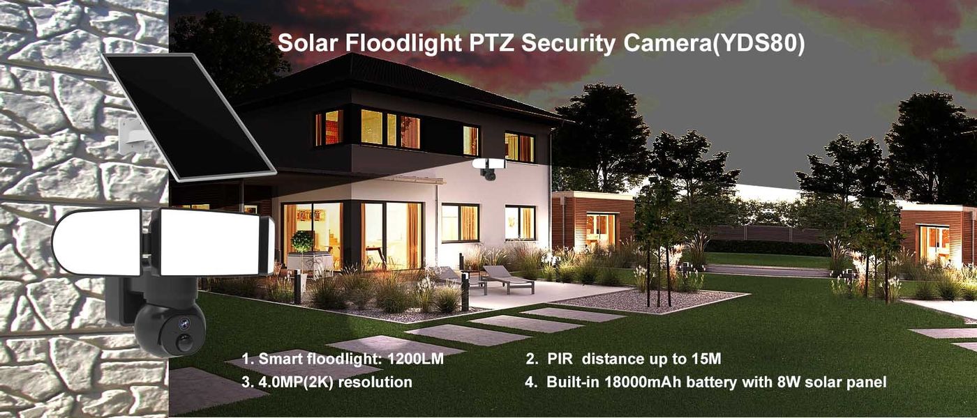 4MP WiFi Solar Security Camera 1500 Lumens 4X Digital Zoom Human Tracking 2K Solar Camera